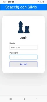 schermata da Smartphone della pagina di login